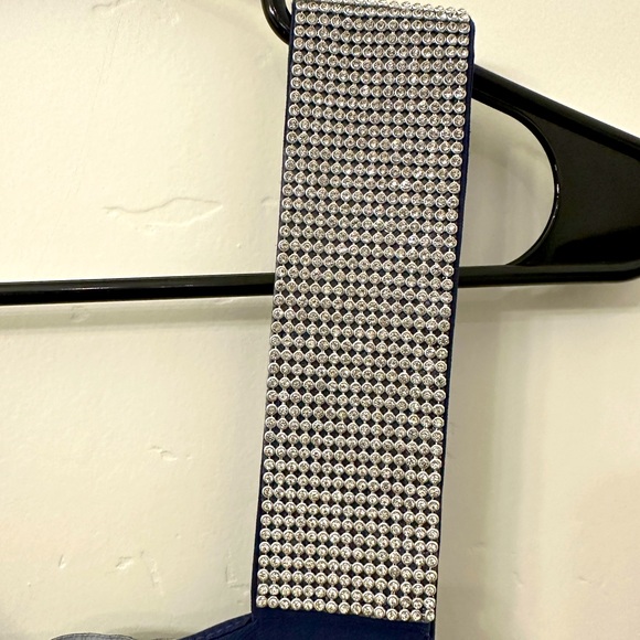 R&M Richards Plus Size Rhinestone-Trim One-Shoulder Dress Size 14W Navy Blue - Picture 5 of 13